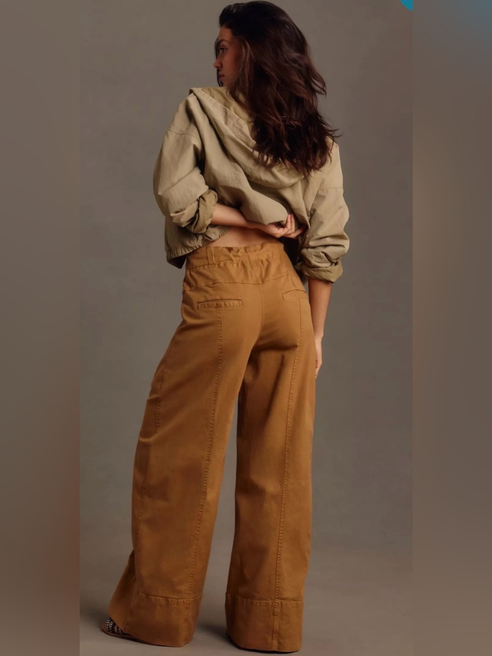 Anthropologie Maeve Utility Wide-Leg Trousers Drawstring Waist Tan Size Large - Picture 6 of 13